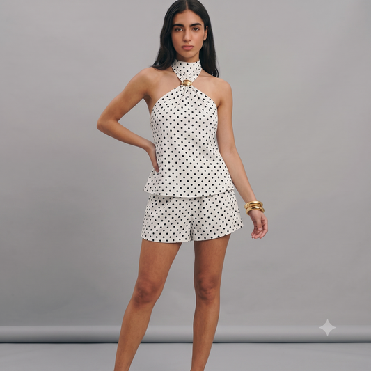 SET SHORT Y TOP HALTER LUNARES