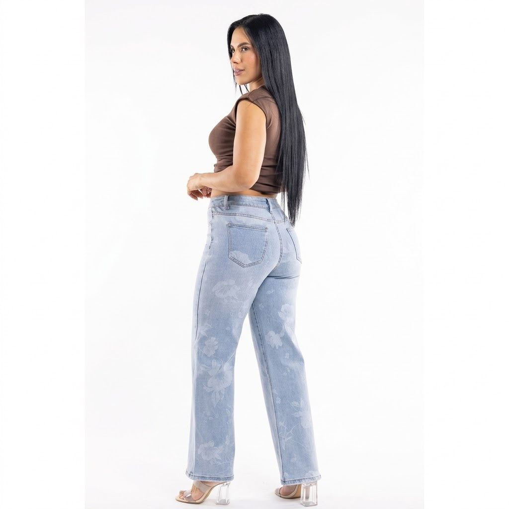 JEAN WIDE LEG  ESTAMPADO FLORES