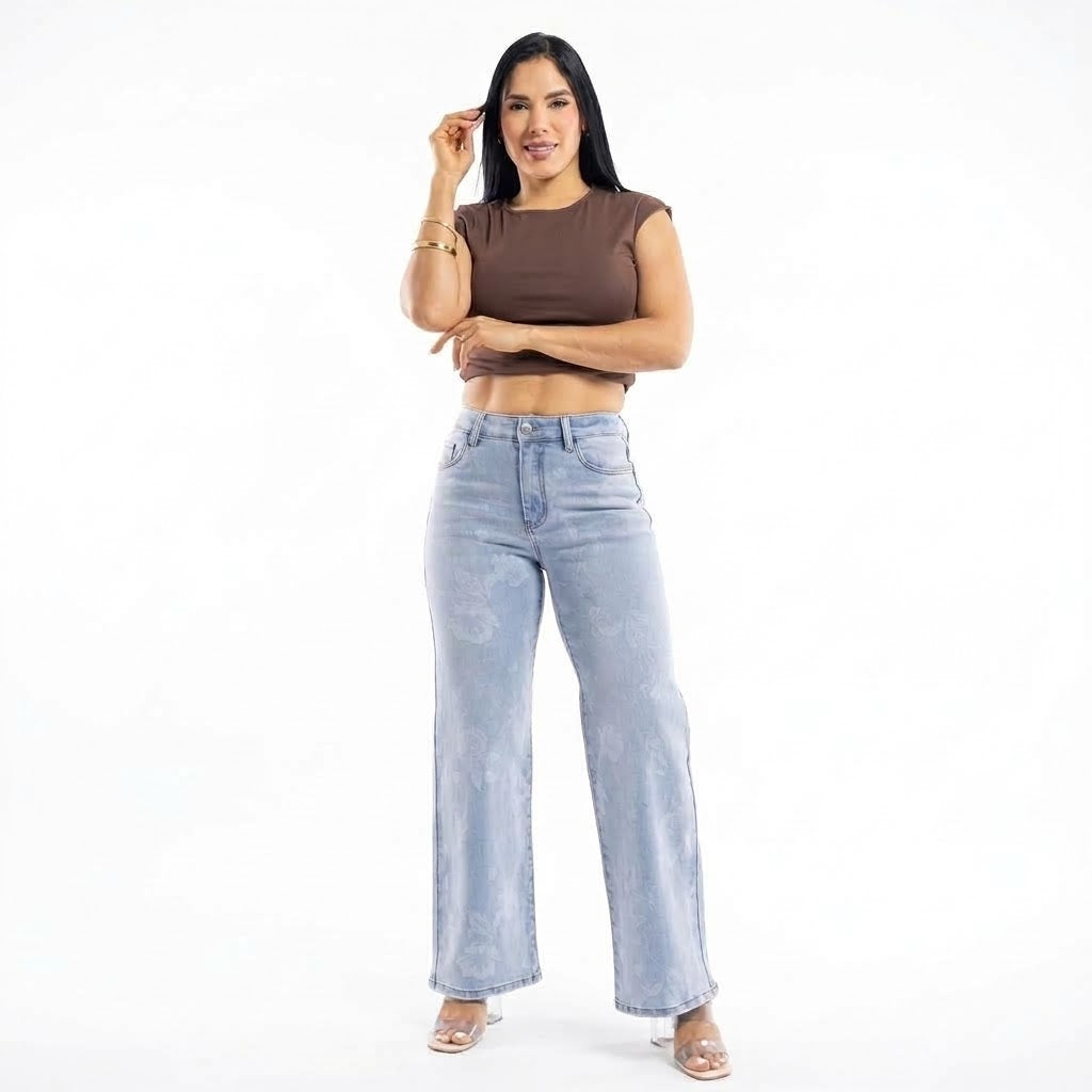 JEAN WIDE LEG  ESTAMPADO FLORES