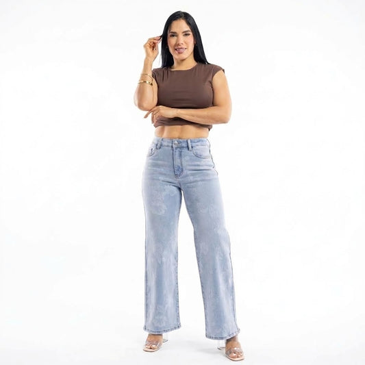 JEAN WIDE LEG  ESTAMPADO FLORES