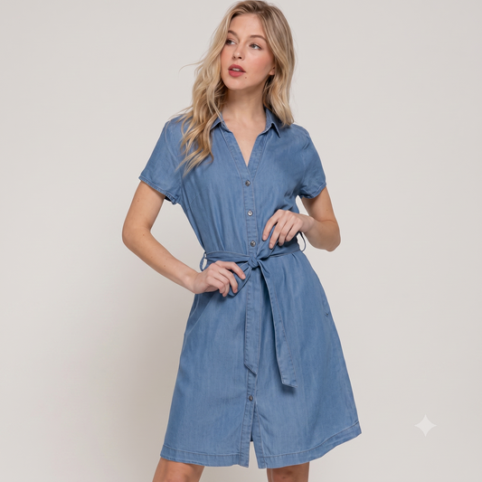 VESTIDO DENIM CUELLO POLO