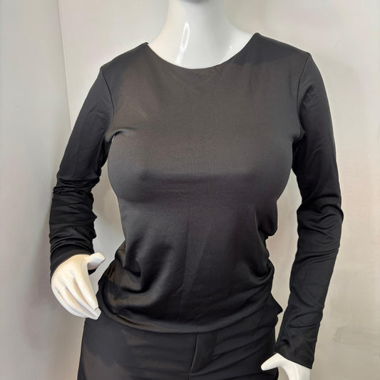 TOP HALTER MANGA LARGA NEGRO