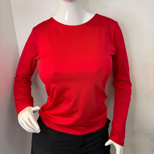 TOP HALTER MANGA LARGA ROJO VIVO