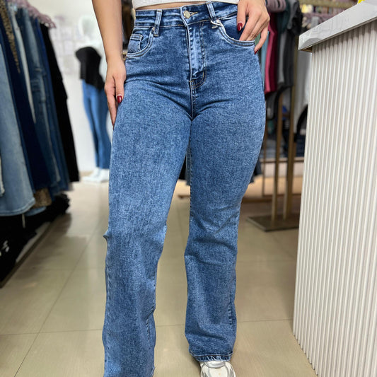 JEAN WIDE LEG RECTO PRELAVADO