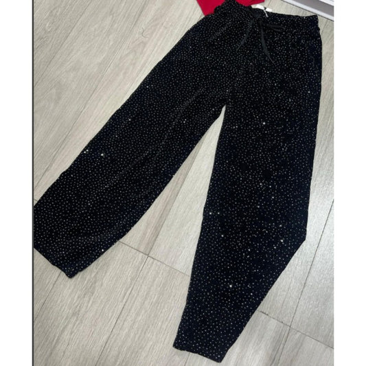PANTALON PALAZZO NEGRO BRILLO TALLA ÚNICA