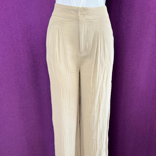 PANTALON RECTO ANCHO BEIGE
