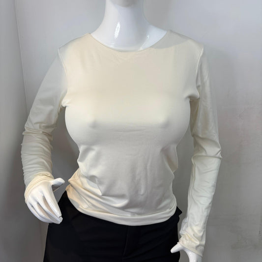 TOP HALTER MANGA LARGA MARFIL