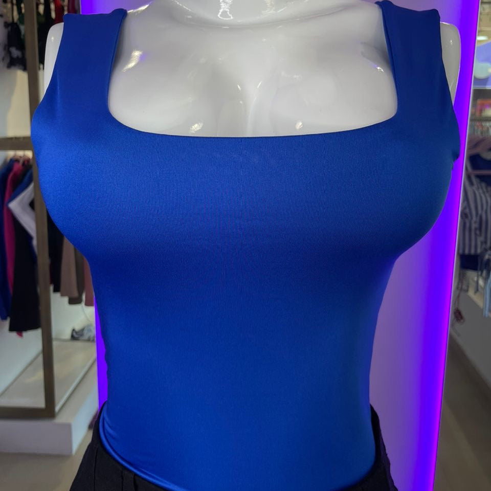 Body Manga Sisa Escotado Azul Rey