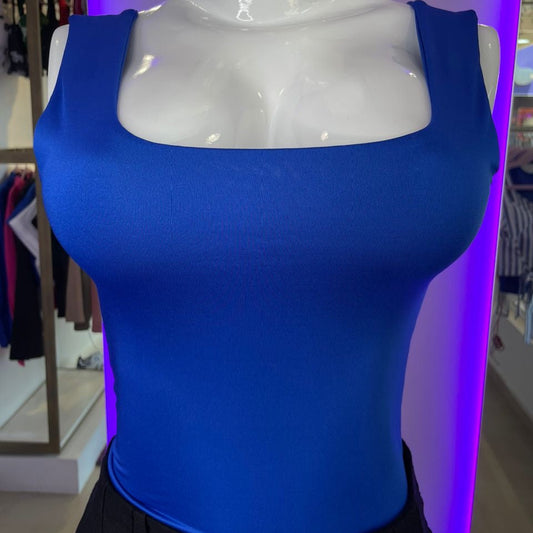 Body Manga Sisa Escotado Azul Rey
