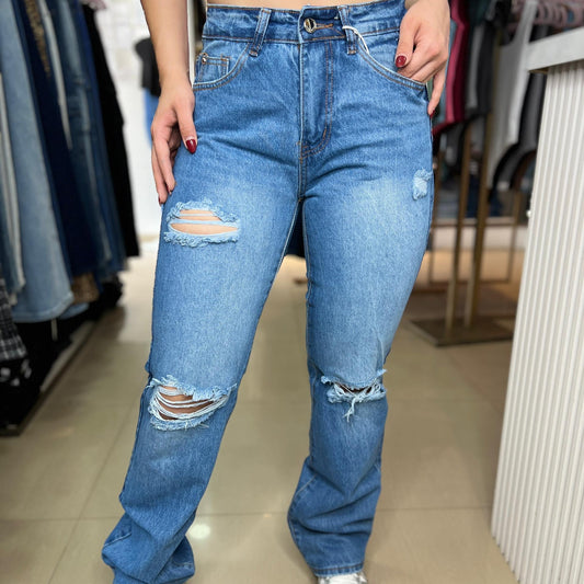 JEAN WIDE LEG RECTO ROTO
