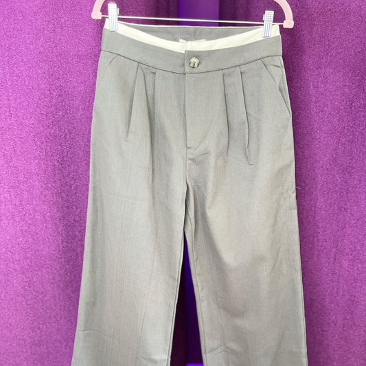 PANTALON ANCHO RECTO GRIS PRETINA BLANCA