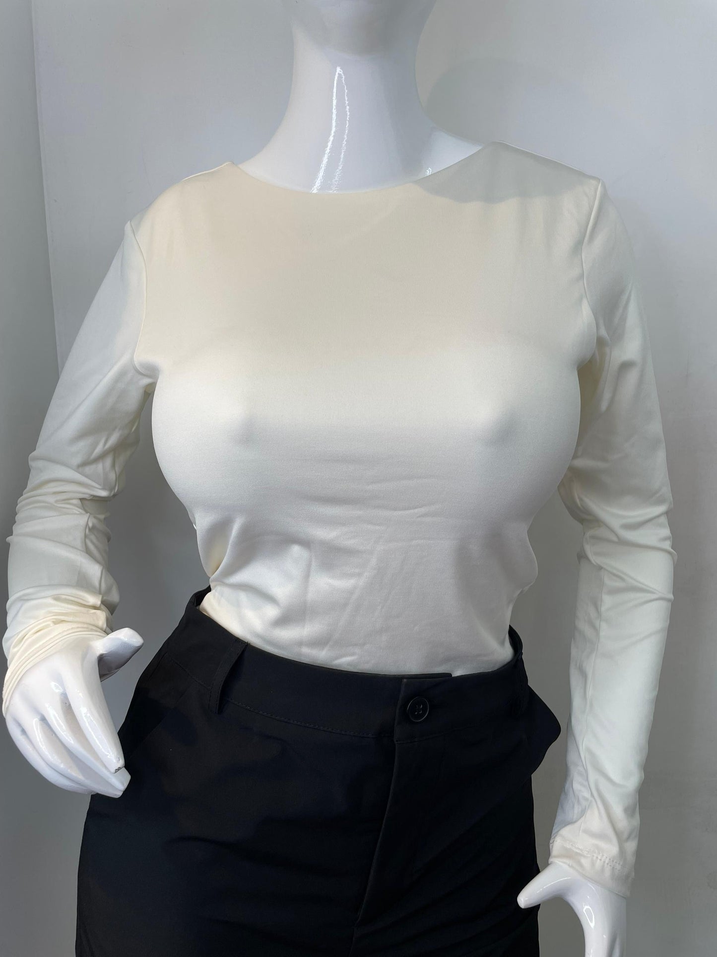 BODY MANGA LARGA HALTER MARFIL
