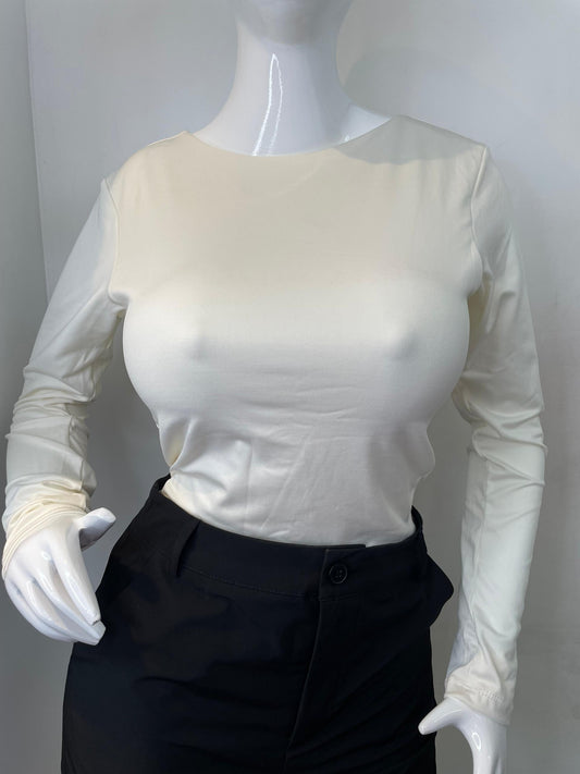BODY MANGA LARGA HALTER MARFIL