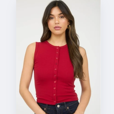 TOP MANGA SISA BOTONES ROJO