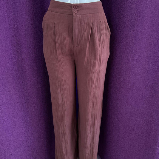 PANTALON RECTO ANCHO MARRON