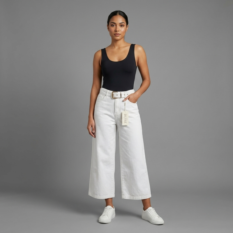 JEAN WIDE LEG CROPPED