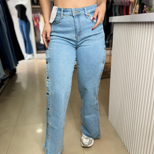 JEAN WIDE LEG BOTONES LATERALES
