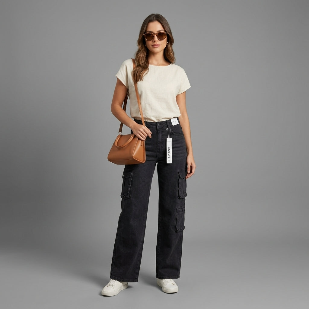 JEAN WIDE LEG ANCHO CARGO