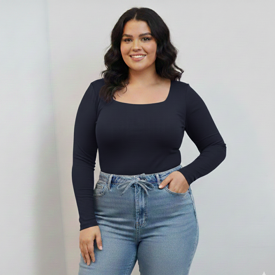 BODY PLUS MANGA LARGA ESCOTADO