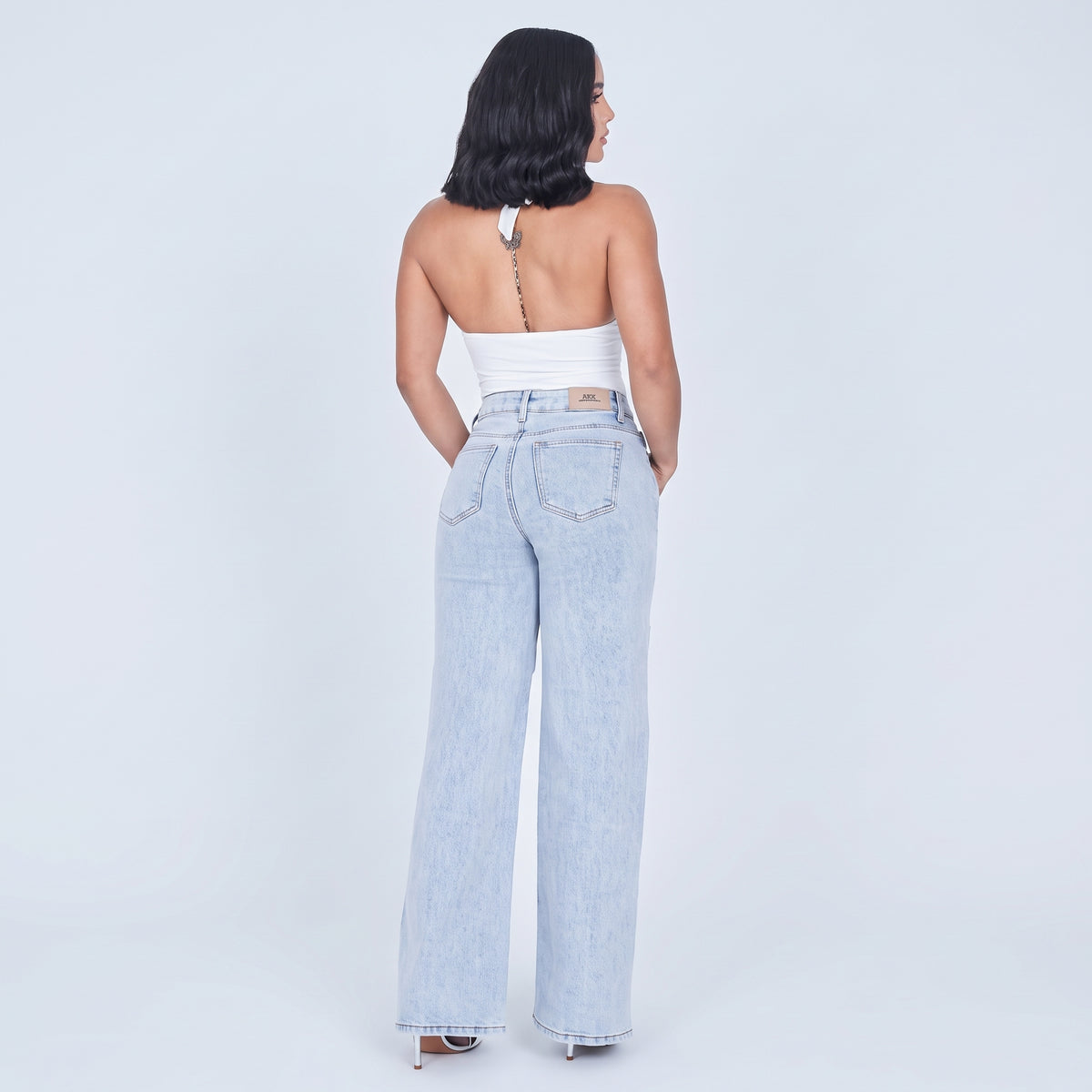 JEAN WIDE LEG ROTO CON ENCAJE