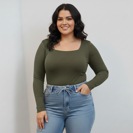 BODY PLUS MANGA LARGA ESCOTADO