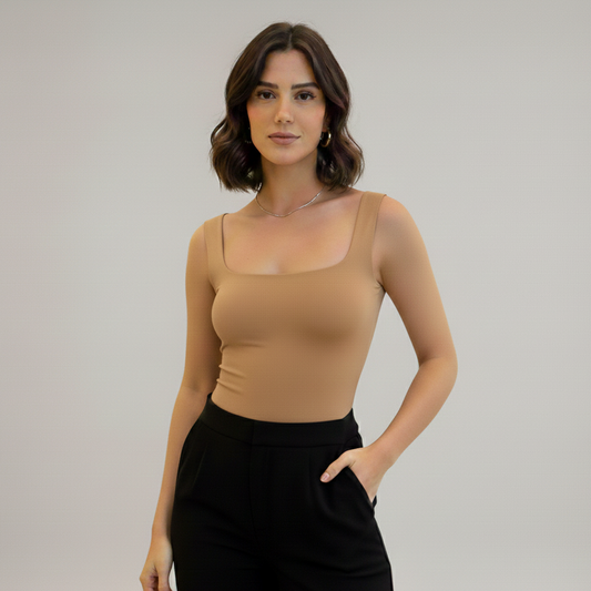 Body Manga Sisa Escotado Caramelo