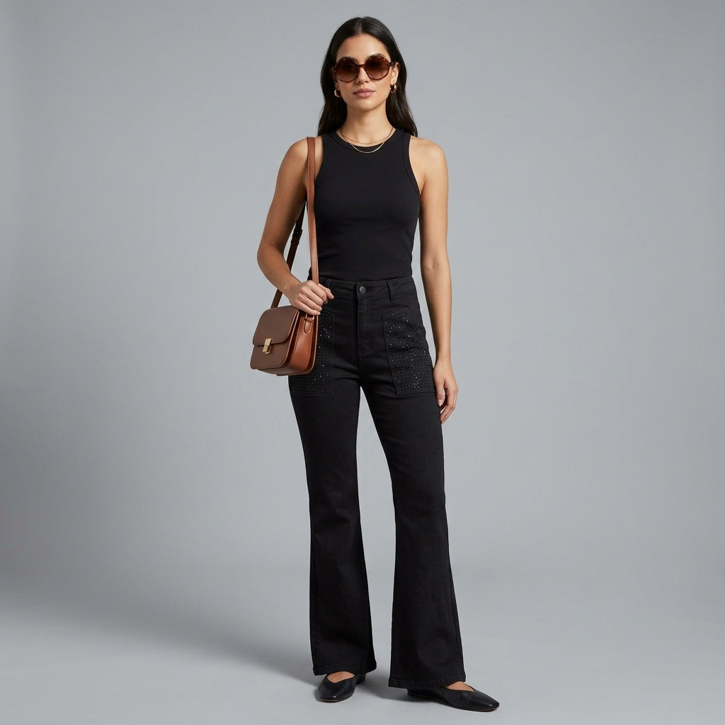 JEAN WIDE LEG ANCHO BRILLO