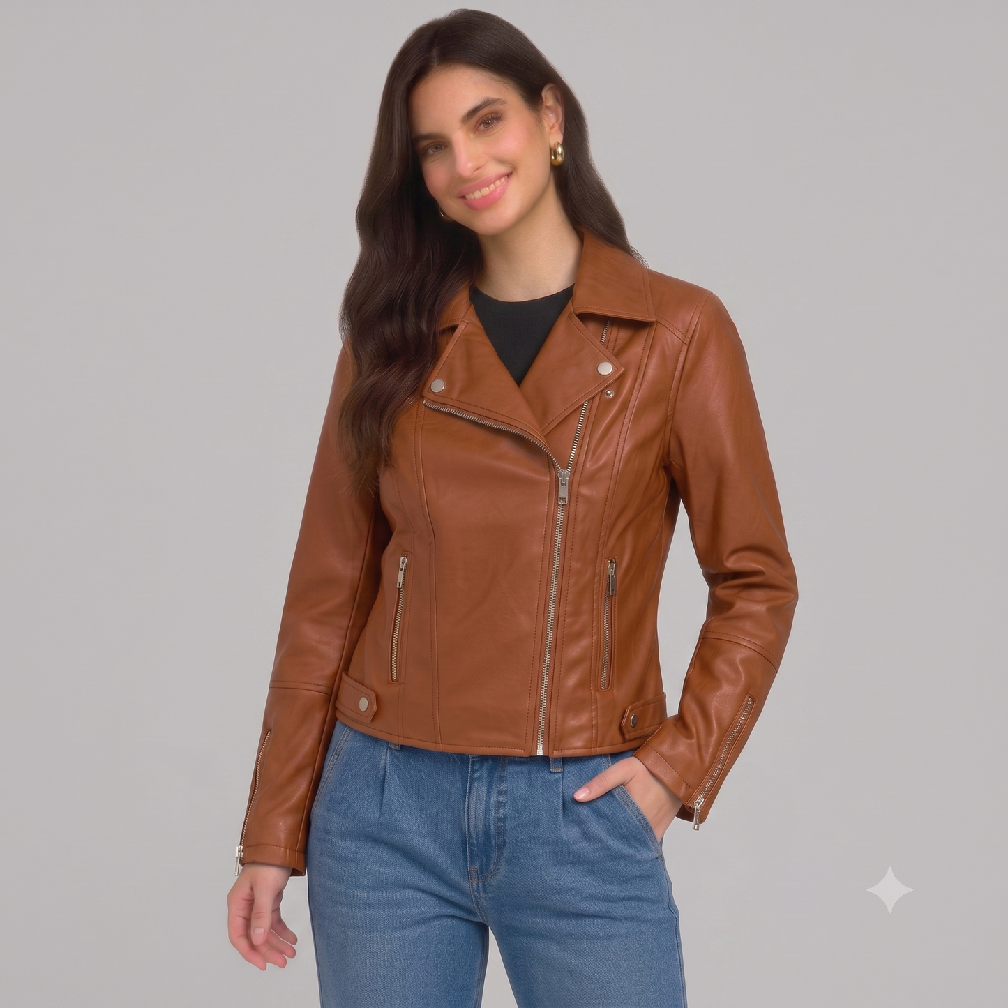 CHAQUETA MANGA LARGA CUERO