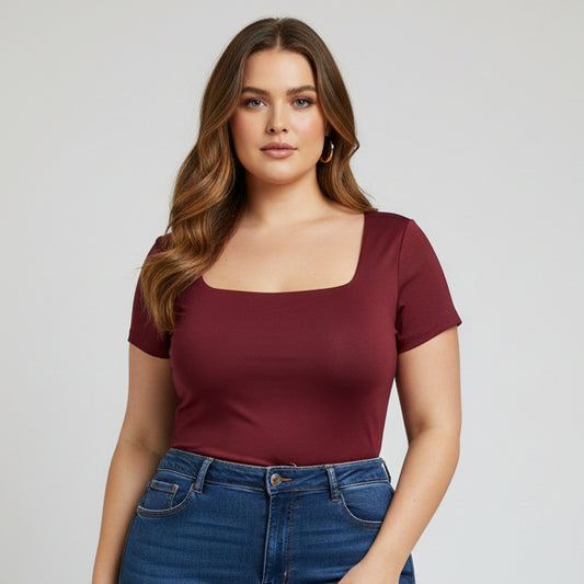 BODY PLUS MANGA CORTA ESCOTADO