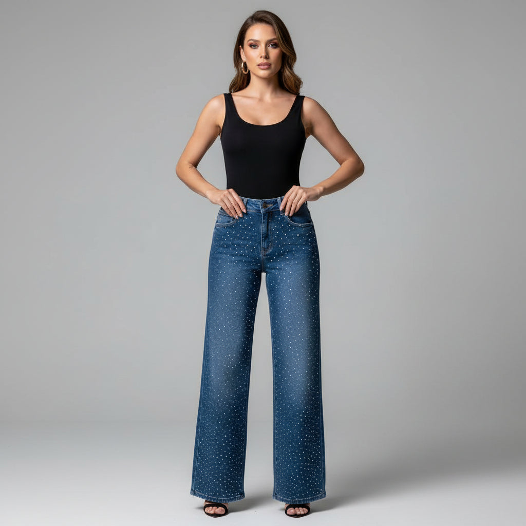 JEAN WIDE LEG ANCHO BRILLO