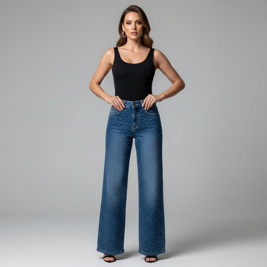 JEAN WIDE LEG ANCHO BRILLO