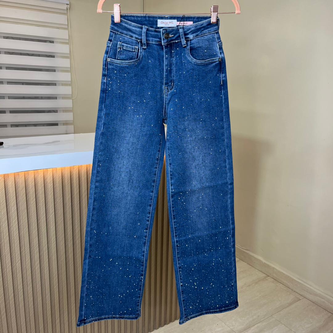 JEAN WIDE LEG ANCHO BRILLO