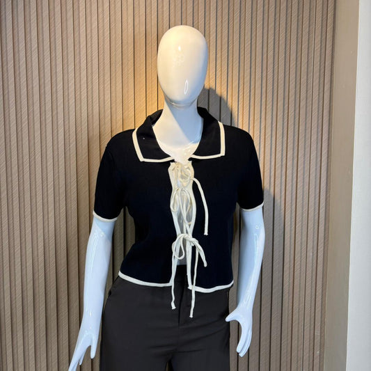 TOP CUELLO POLO CON LAZOS