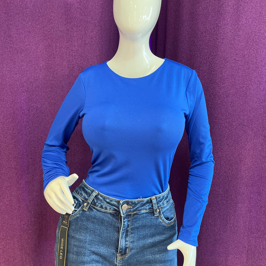 BODY MANGA LARGA HALTER AZUL REY