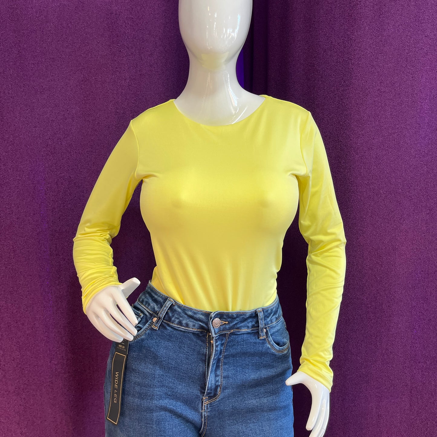 BODY HALTER MANGA LARGA AMARILLO