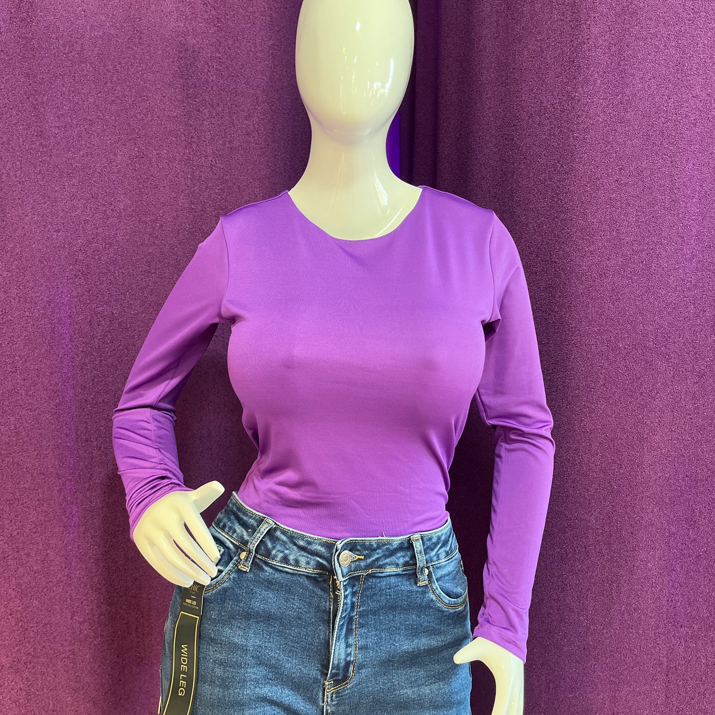 BODY HALTER MANGA LARGA MORADO