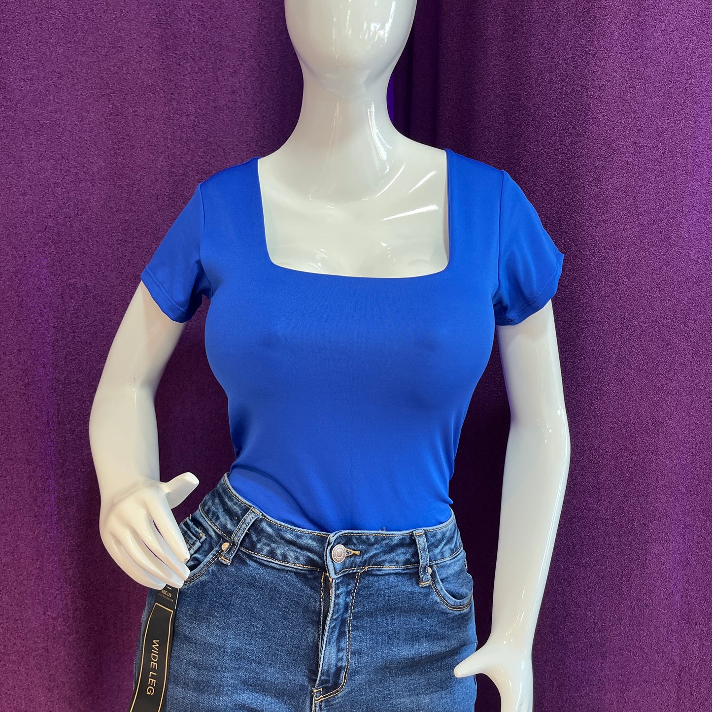 Body Manga Corta Escotado Azul Rey