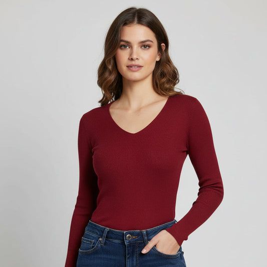 BODY MANGA LARGA CUELLO V