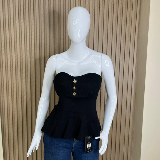 STRAPLESS BOTONES DORADO