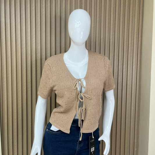 BLUSA TEJIDA CON LAZO