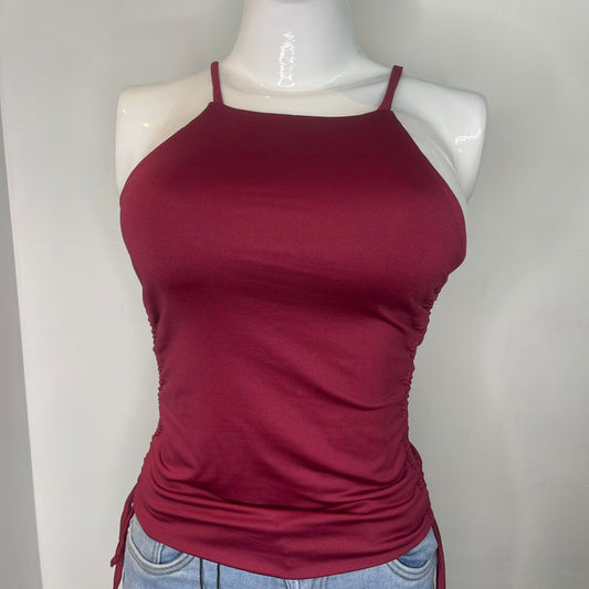 TOP HALTER TIRO ROJO CEREZA