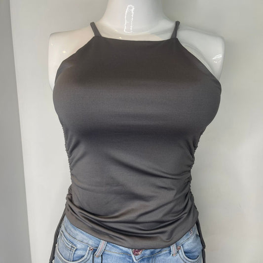 TOP HALTER TIRO GRIS PLOMO