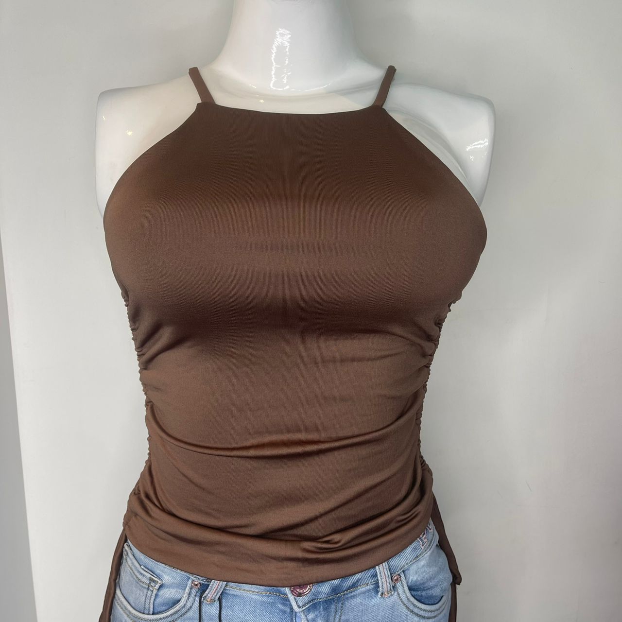 TOP HALTER TIRO MARRON