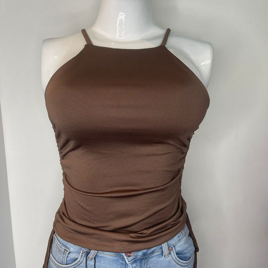 TOP HALTER TIRO MARRON
