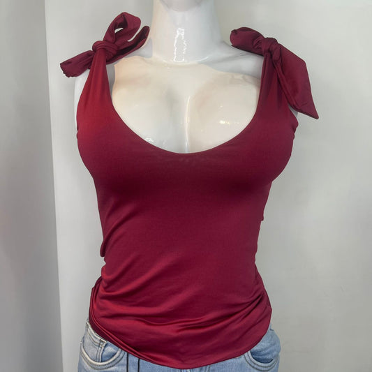 TOP LAZOS EN MANGA ROJO CEREZA