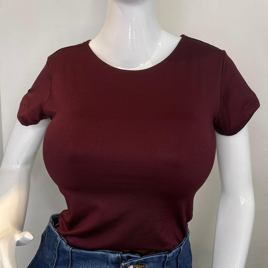 BODY HALTER MANGA CORTA VINO