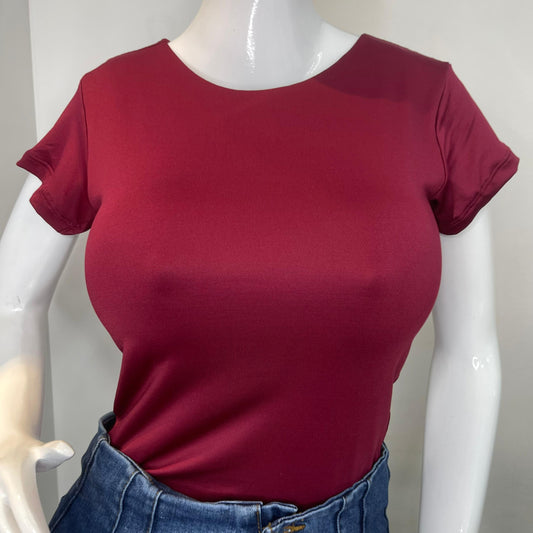 BODY HALTER MANGA CORTA ROJO CEREZA