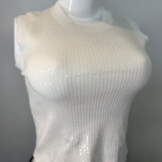 TOP MANGA SISA BLANCO BRILLO