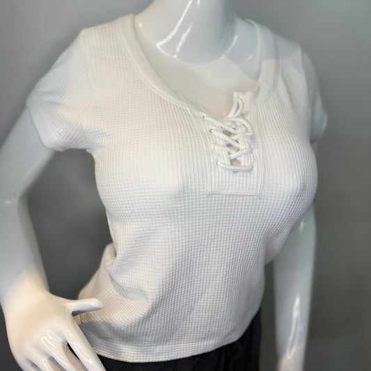 TOP MANGA CORTA CORDON BLANCO