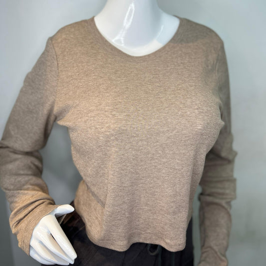TOP MANGA LARGA GRIS